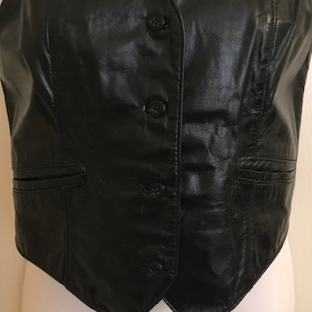 Black Leather Riding Vest - Picture 3 of 7